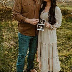 Shop Stevie Flowy Tan Dress